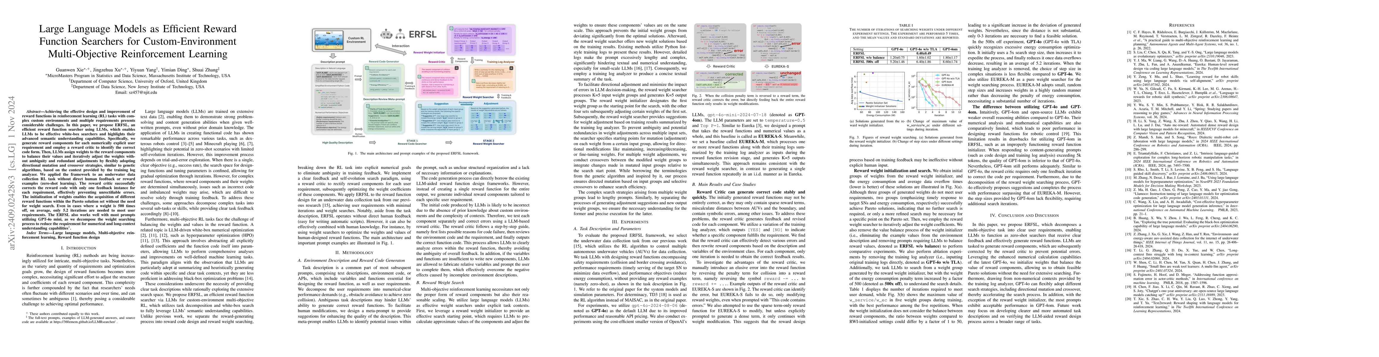 Thumbnail for Large Language Models as Efficient Reward Function Searchers for
  Custom-Environment Multi-Objective Reinforcement Learning
