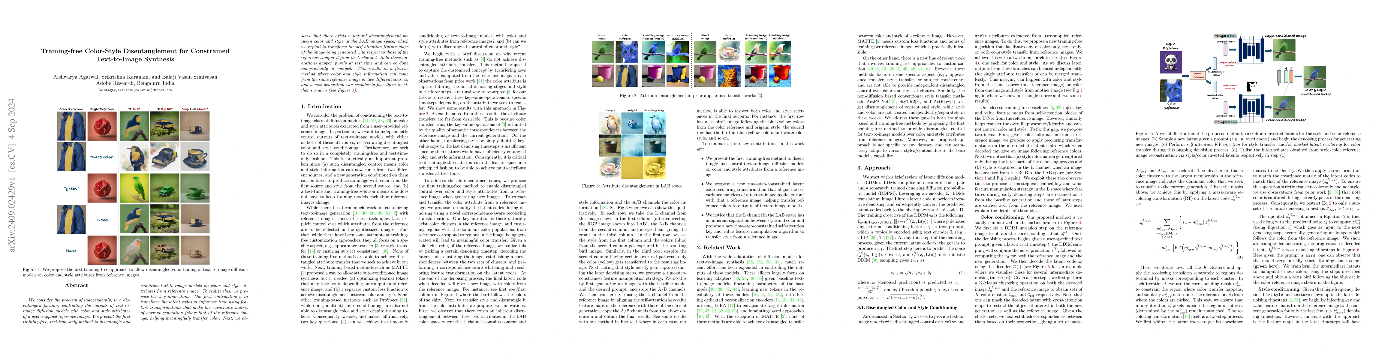 Thumbnail for Training-free Color-Style Disentanglement for Constrained Text-to-Image
  Synthesis