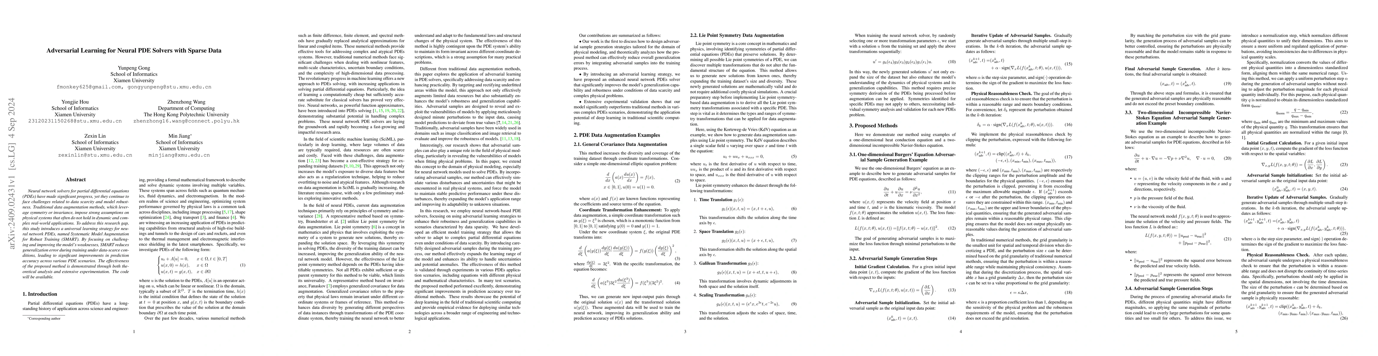Thumbnail for Adversarial Learning for Neural PDE Solvers with Sparse Data