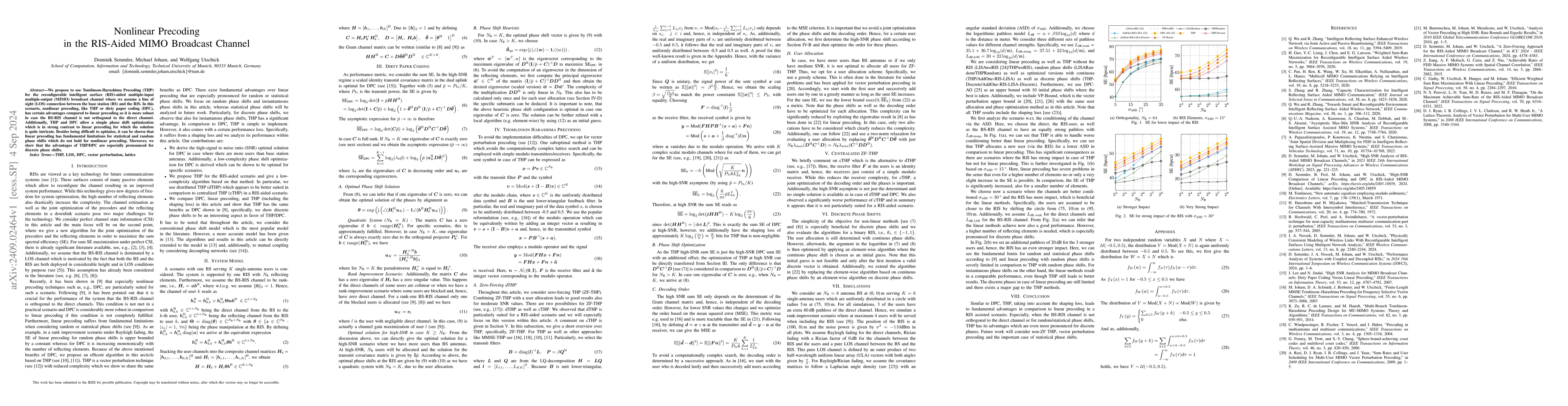 Thumbnail for Nonlinear Precoding in the RIS-Aided MIMO Broadcast Channel