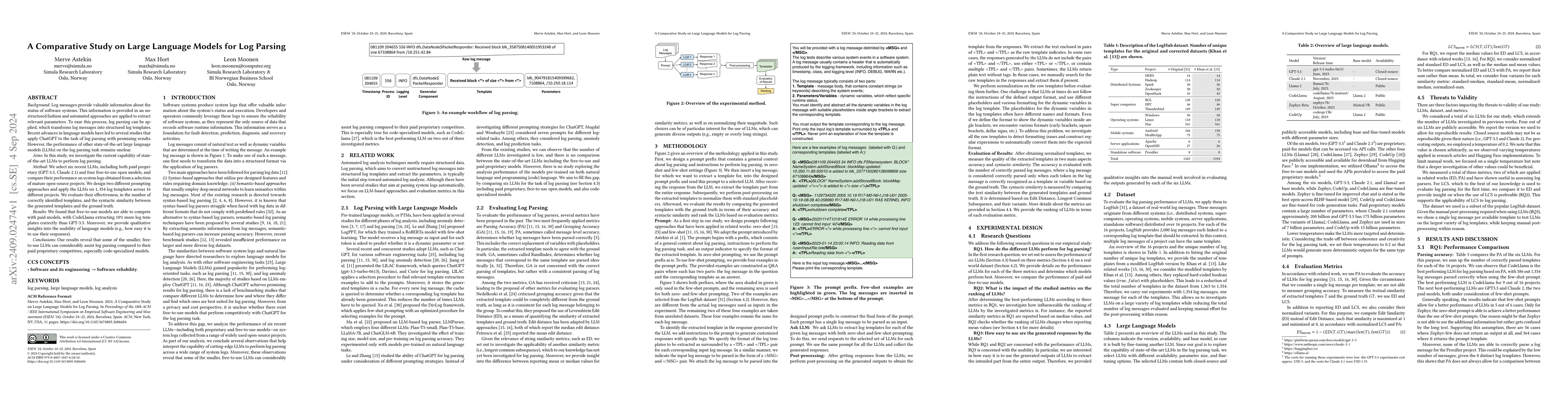 Thumbnail for A Comparative Study on Large Language Models for Log Parsing