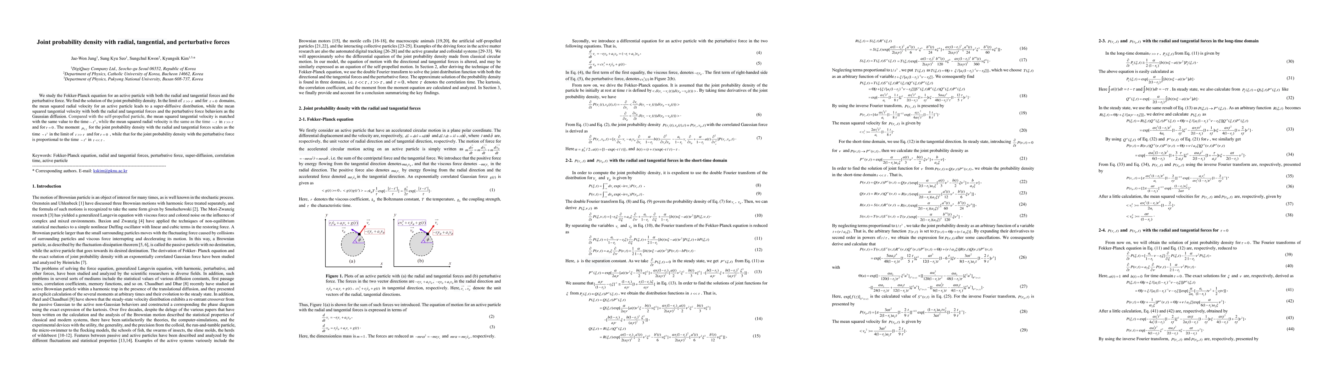 Thumbnail for Joint probability density with radial, tangential, and perturbative
  forces