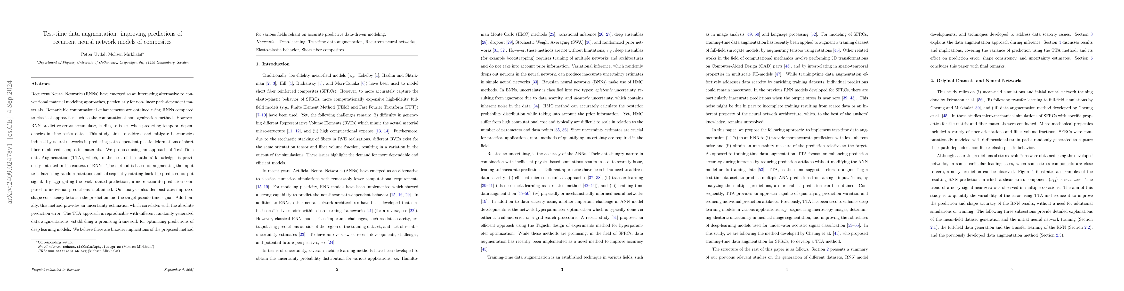 Thumbnail for Test-time data augmentation: improving predictions of recurrent neural
  network models of composites