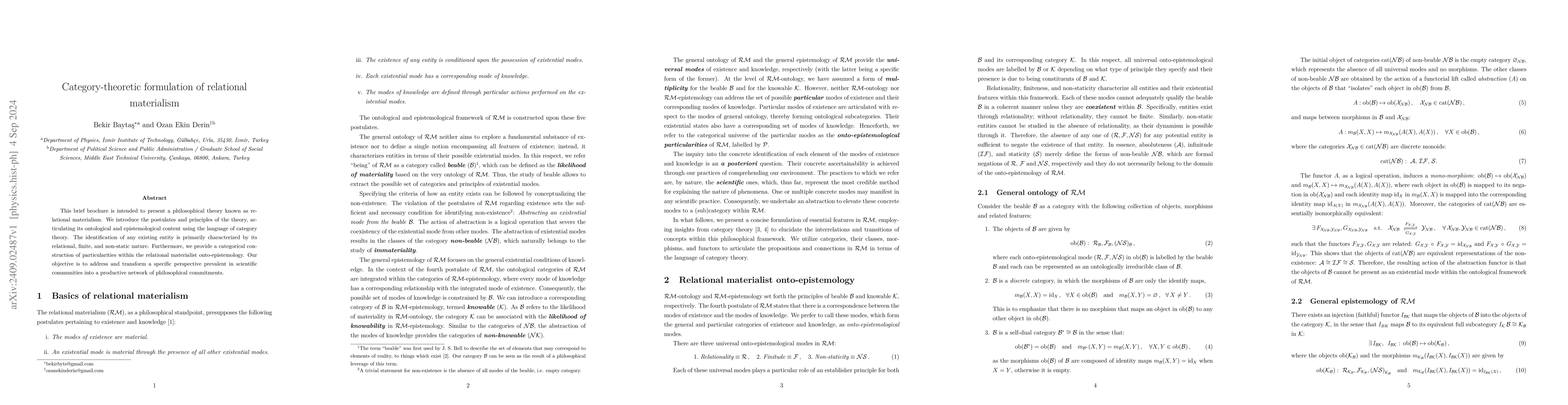 Thumbnail for Category-theoretic formulation of relational materialism
