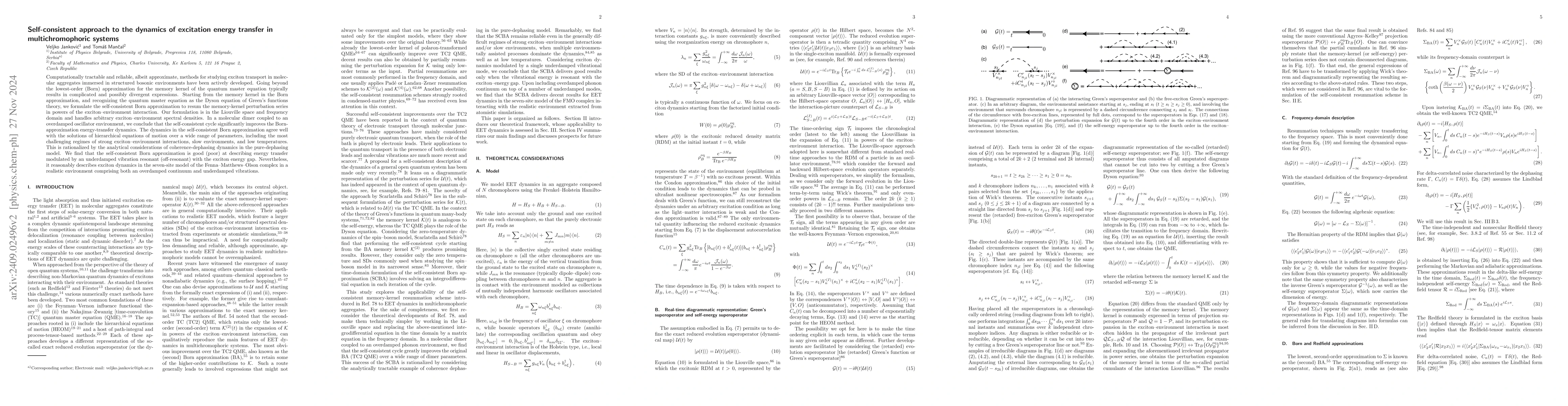 Thumbnail for Self-consistent approach to the dynamics of excitation energy transfer
  in multichromophoric systems