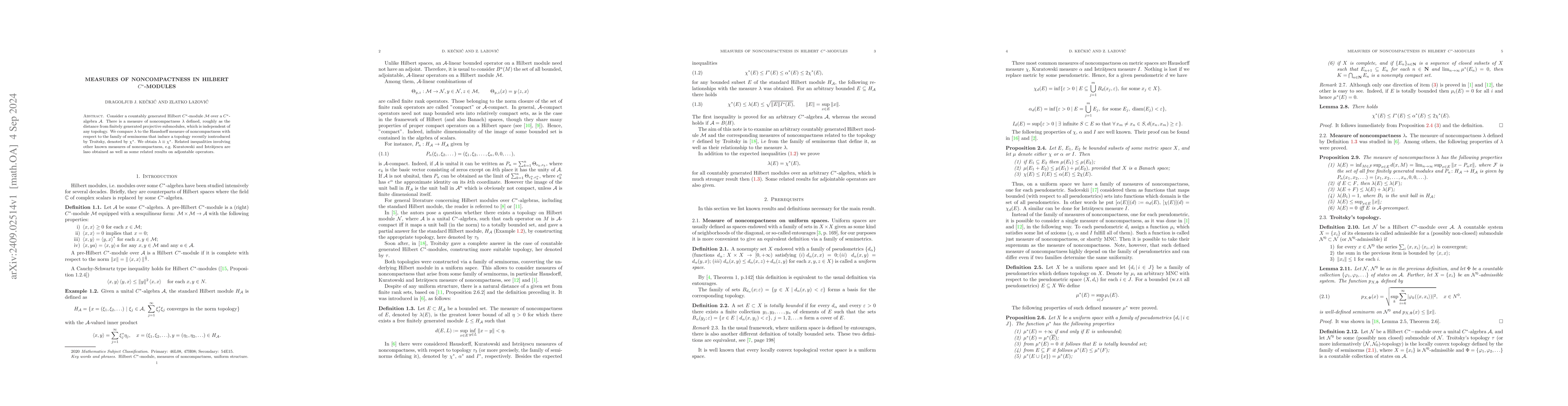 Thumbnail for Measures of noncompactness in Hilbert $C^*$-modules