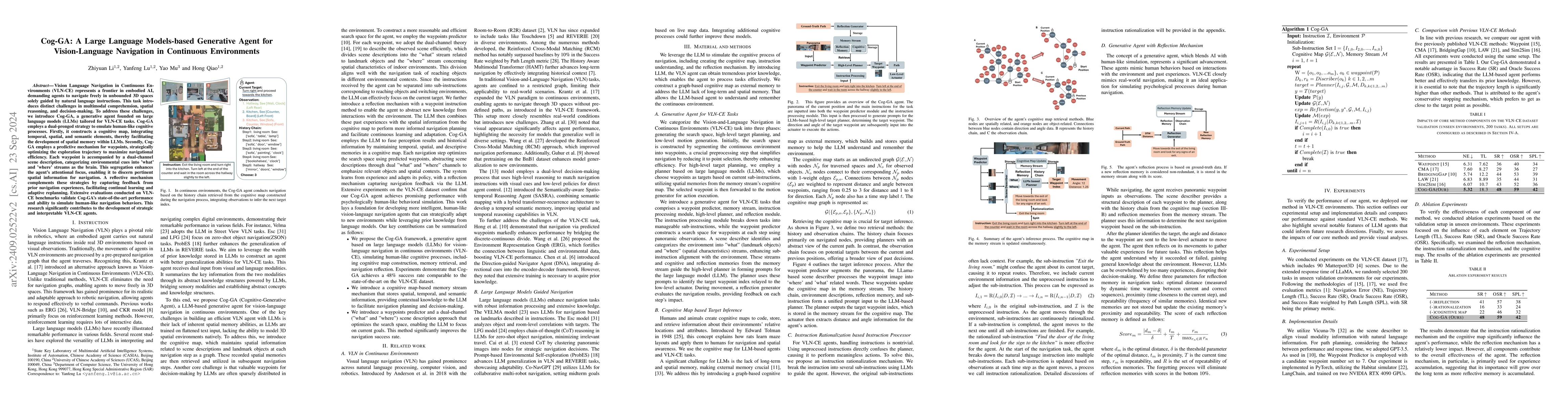 Thumbnail for Cog-GA: A Large Language Models-based Generative Agent for
  Vision-Language Navigation in Continuous Environments