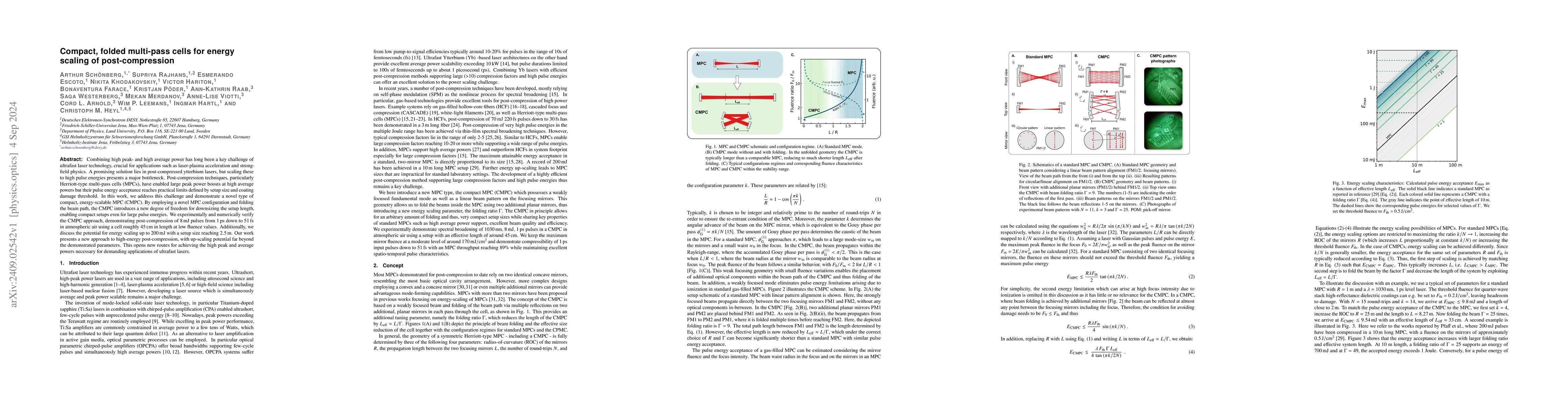 Thumbnail for Compact, folded multi-pass cells for energy scaling of post-compression