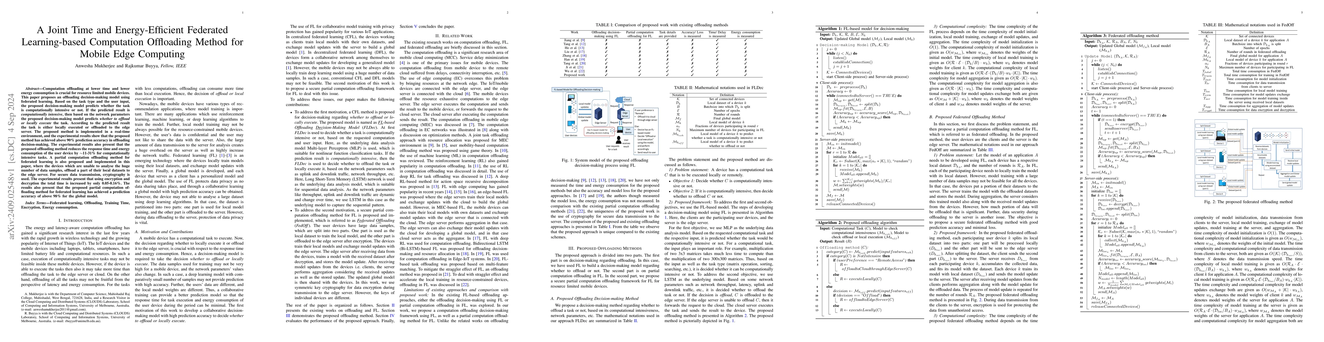 Thumbnail for A Joint Time and Energy-Efficient Federated Learning-based Computation
  Offloading Method for Mobile Edge Computing