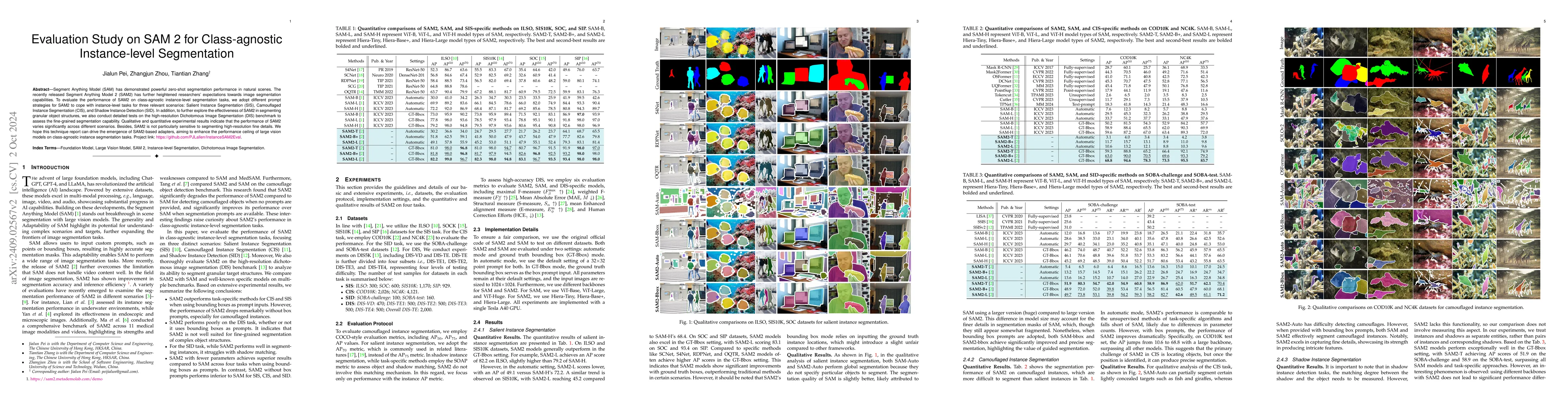 Thumbnail for Evaluation Study on SAM 2 for Class-agnostic Instance-level Segmentation