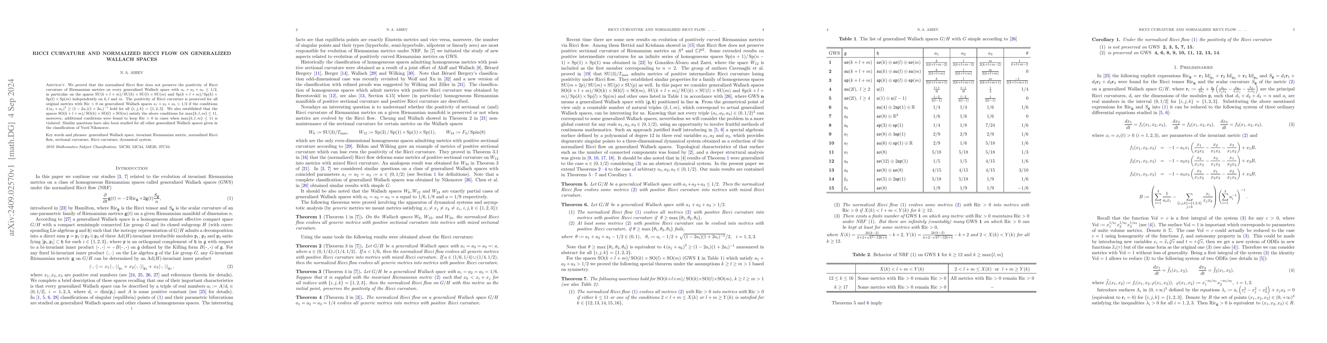 Thumbnail for Ricci curvature and normalized Ricci flow on generalized Wallach spaces