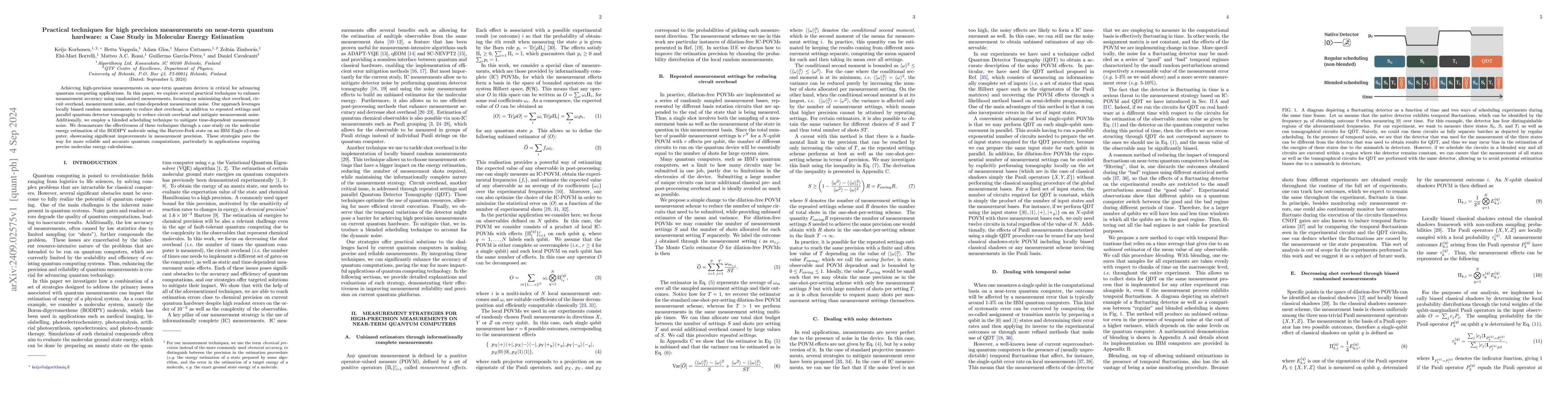 Thumbnail for Practical techniques for high precision measurements on near-term
  quantum hardware: a Case Study in Molecular Energy Estimation