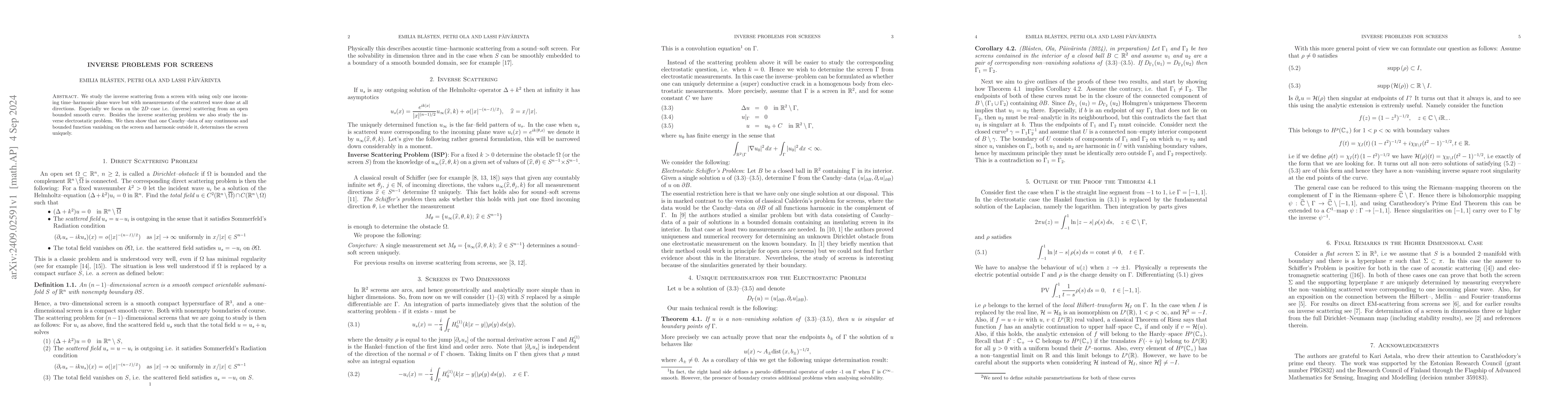 Thumbnail for Inverse Problems for Screens