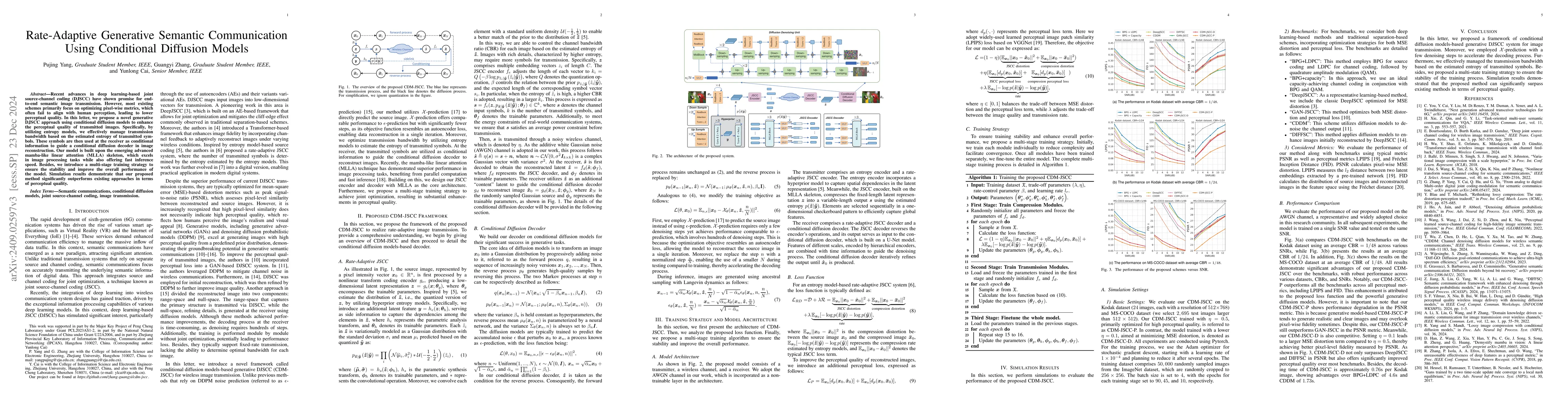 Thumbnail for Rate-Adaptive Generative Semantic Communication Using Conditional
  Diffusion Models