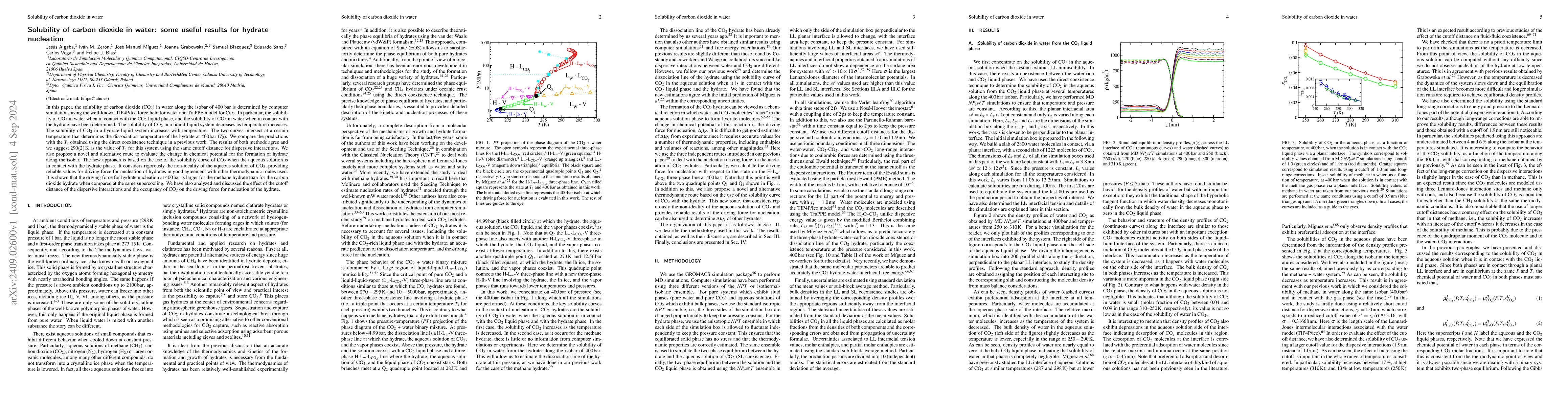 Thumbnail for Solubility of carbon dioxide in water: some useful results for hydrate
  nucleation