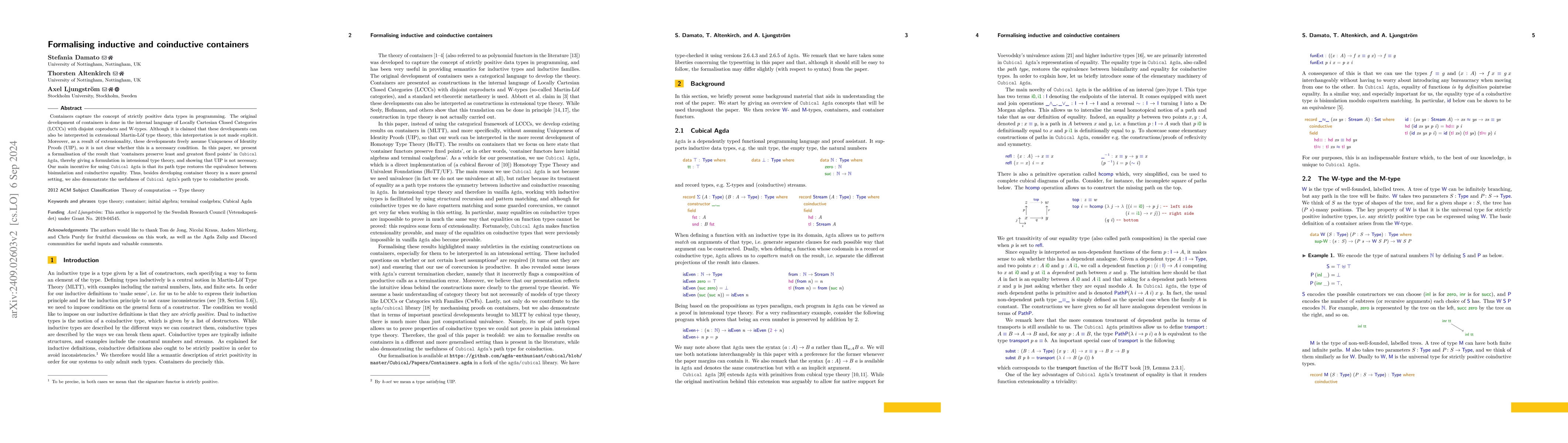 Thumbnail for Formalising inductive and coinductive containers
