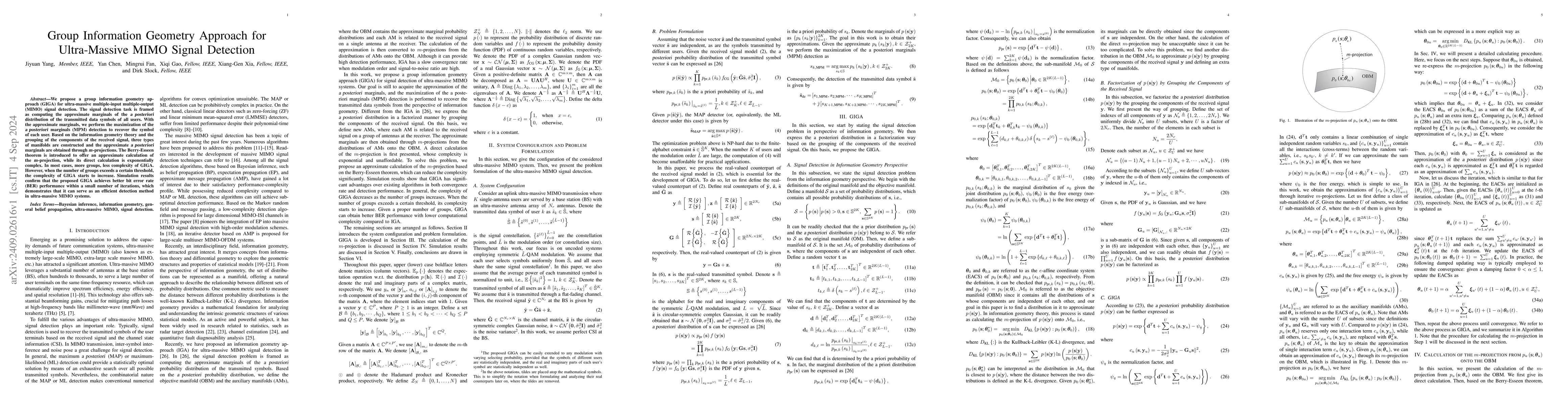 Thumbnail for Group Information Geometry Approach for Ultra-Massive MIMO Signal
  Detection