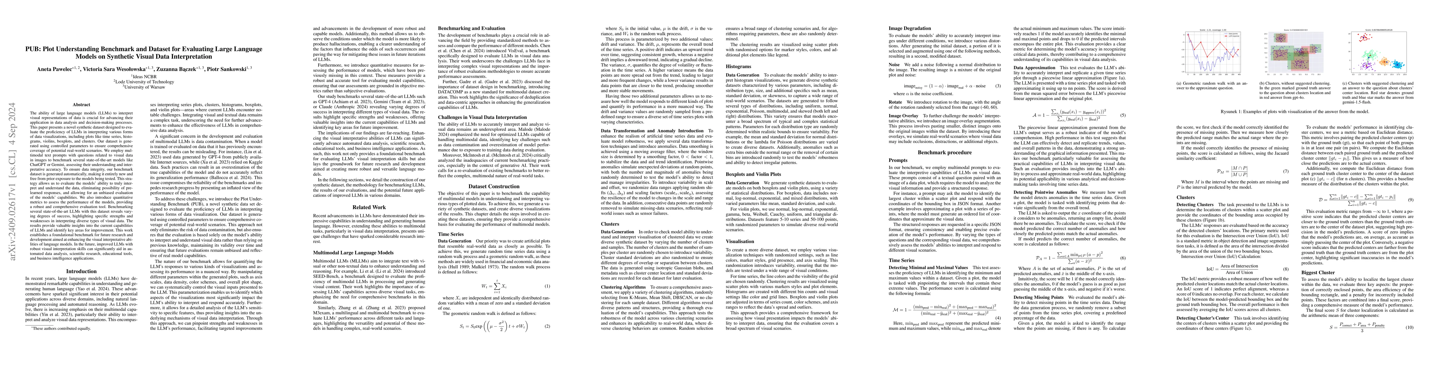 Thumbnail for PUB: Plot Understanding Benchmark and Dataset for Evaluating Large
  Language Models on Synthetic Visual Data Interpretation
