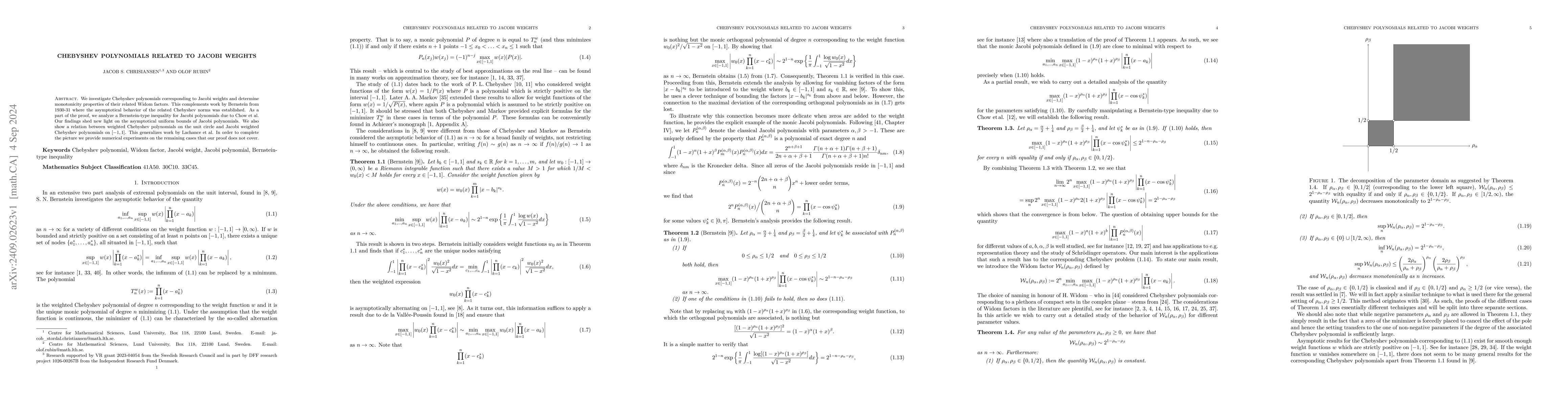 Thumbnail for Chebyshev polynomials related to Jacobi weights