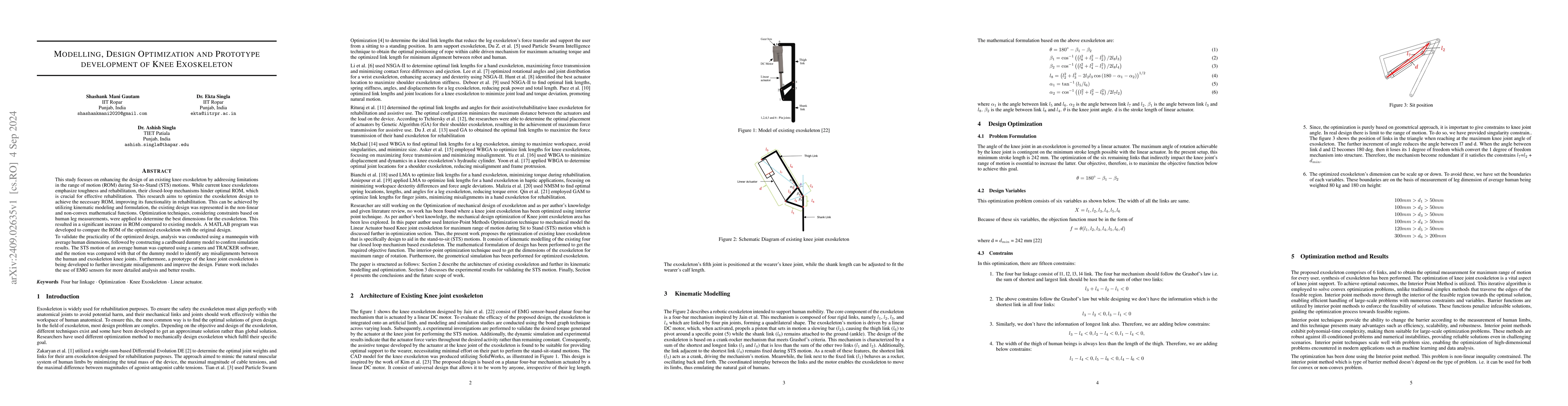 Thumbnail for Modelling, Design Optimization and Prototype development of Knee
  Exoskeleton