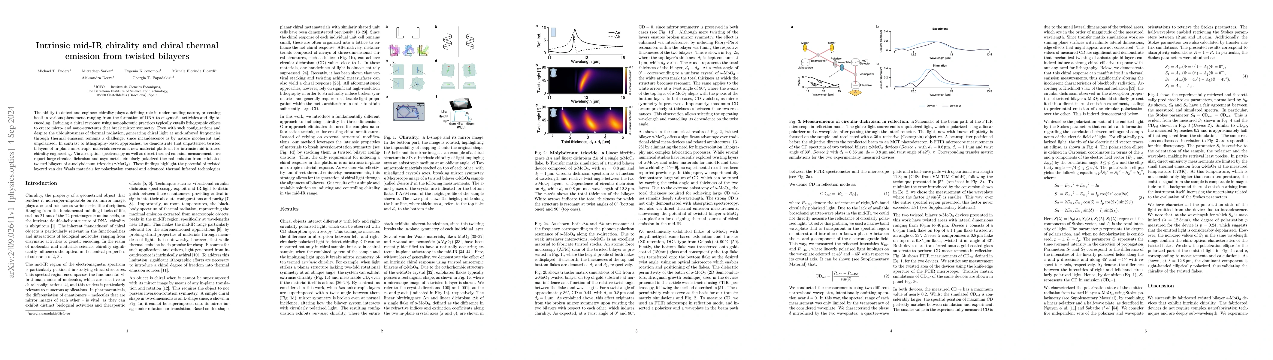 Thumbnail for Intrinsic mid-IR chirality and chiral thermal emission from twisted
  bilayers