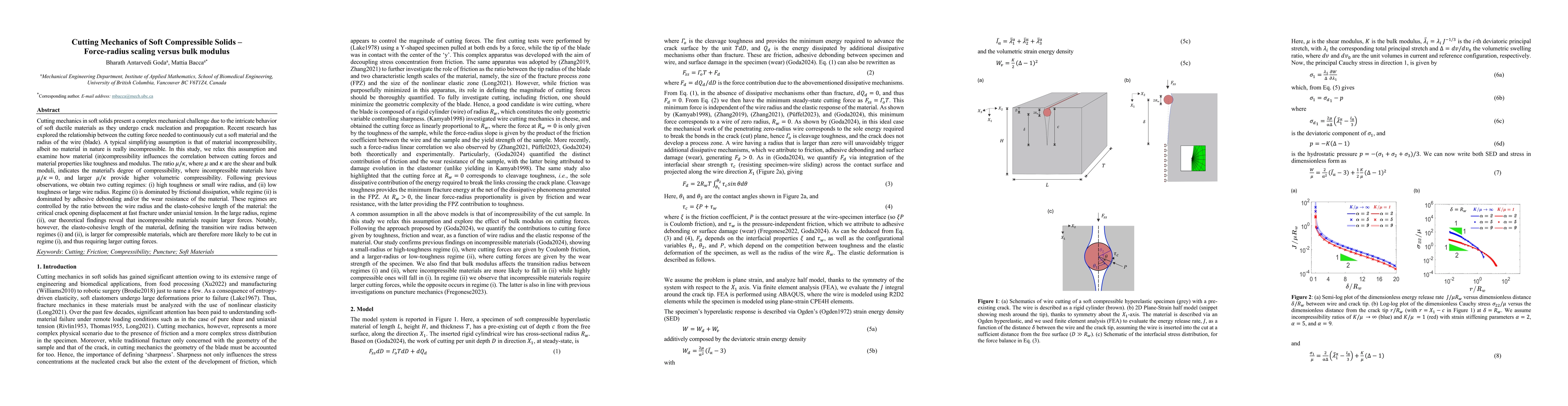 Thumbnail for Cutting Mechanics of Soft Compressible Solids: Force-radius scaling
  versus bulk modulus
