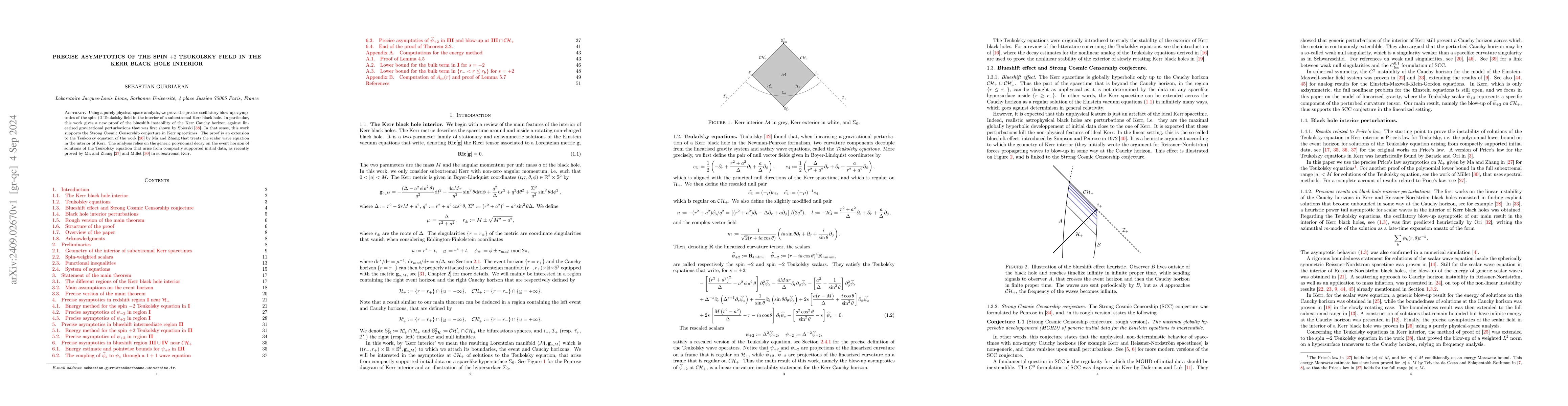 Thumbnail for Precise asymptotics of the spin $+2$ Teukolsky field in the Kerr black
  hole interior