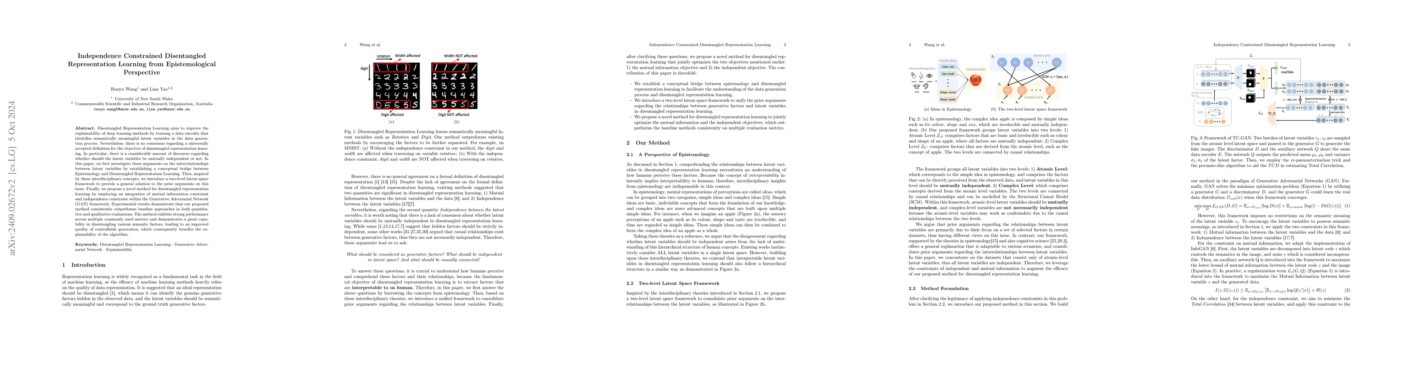 Thumbnail for Independence Constrained Disentangled Representation Learning from
  Epistemological Perspective