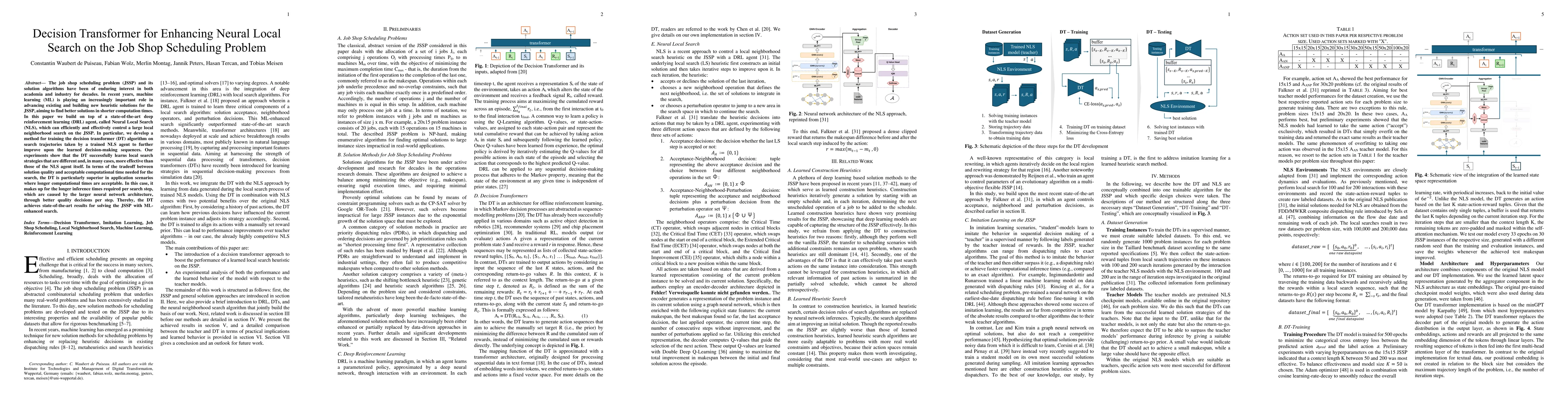 Thumbnail for Decision Transformer for Enhancing Neural Local Search on the Job Shop
  Scheduling Problem