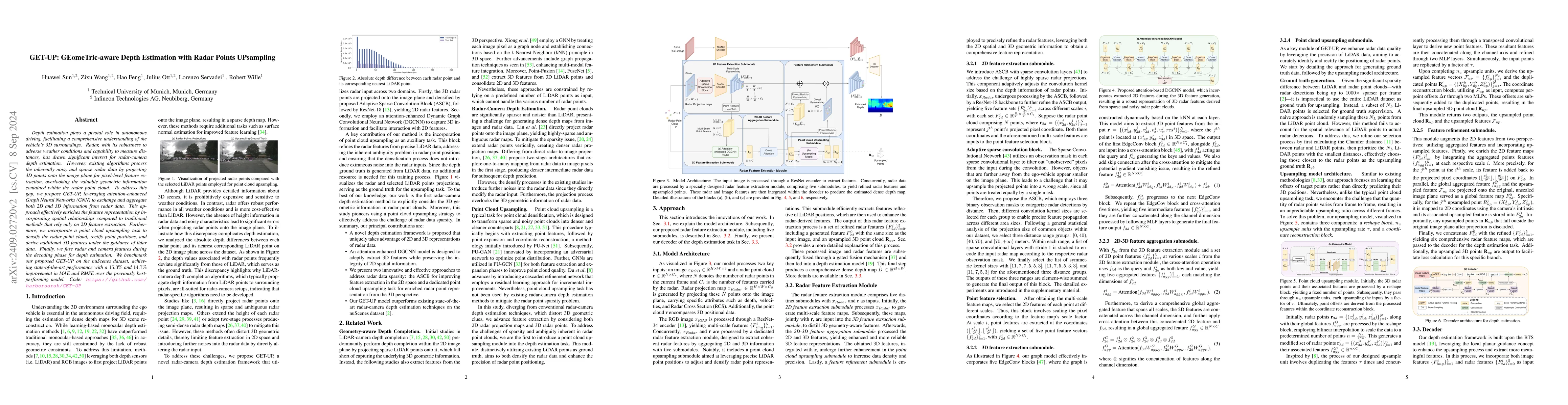 Thumbnail for GET-UP: GEomeTric-aware Depth Estimation with Radar Points UPsampling