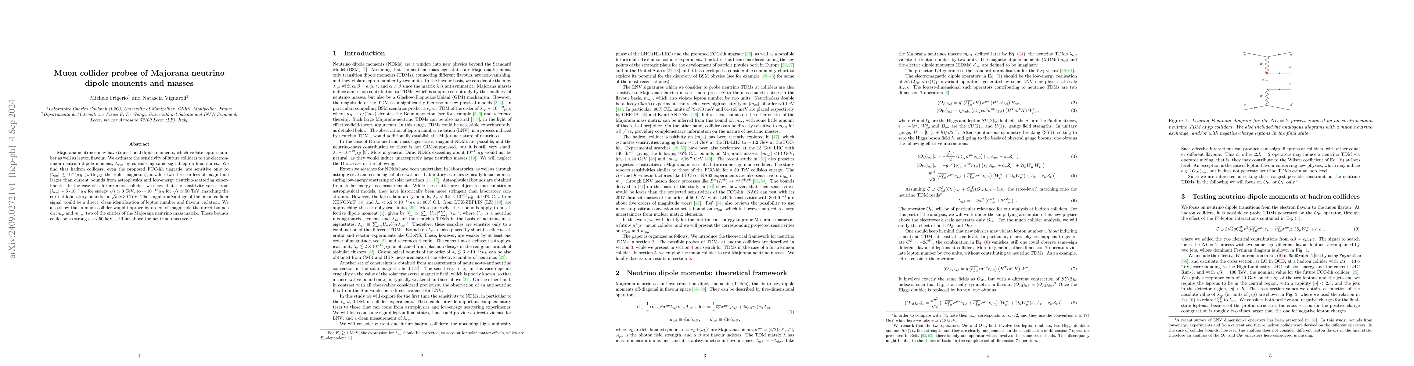 Thumbnail for Muon collider probes of Majorana neutrino dipole moments and masses