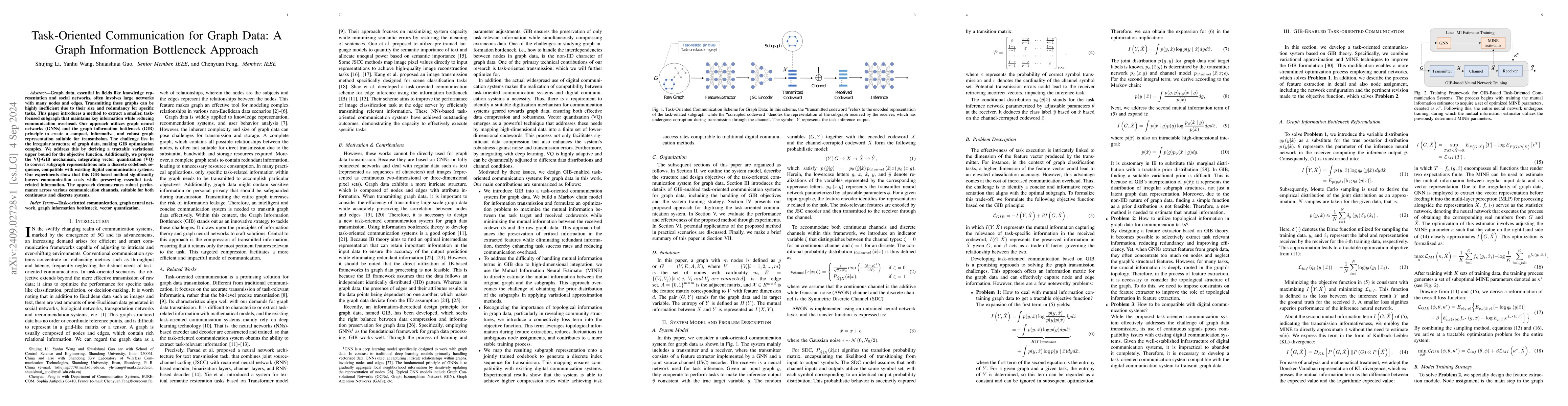 Thumbnail for Task-Oriented Communication for Graph Data: A Graph Information
  Bottleneck Approach