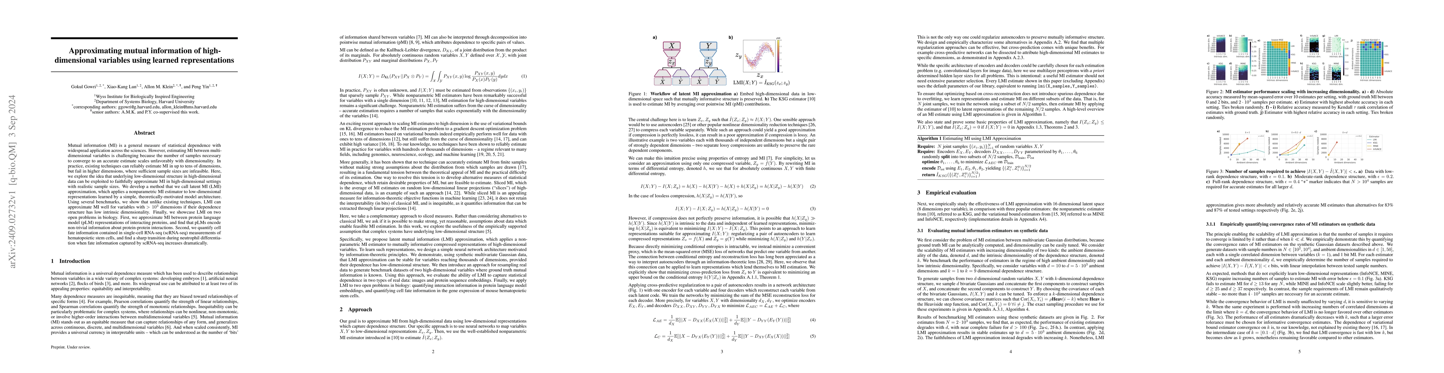 Thumbnail for Approximating mutual information of high-dimensional variables using
  learned representations