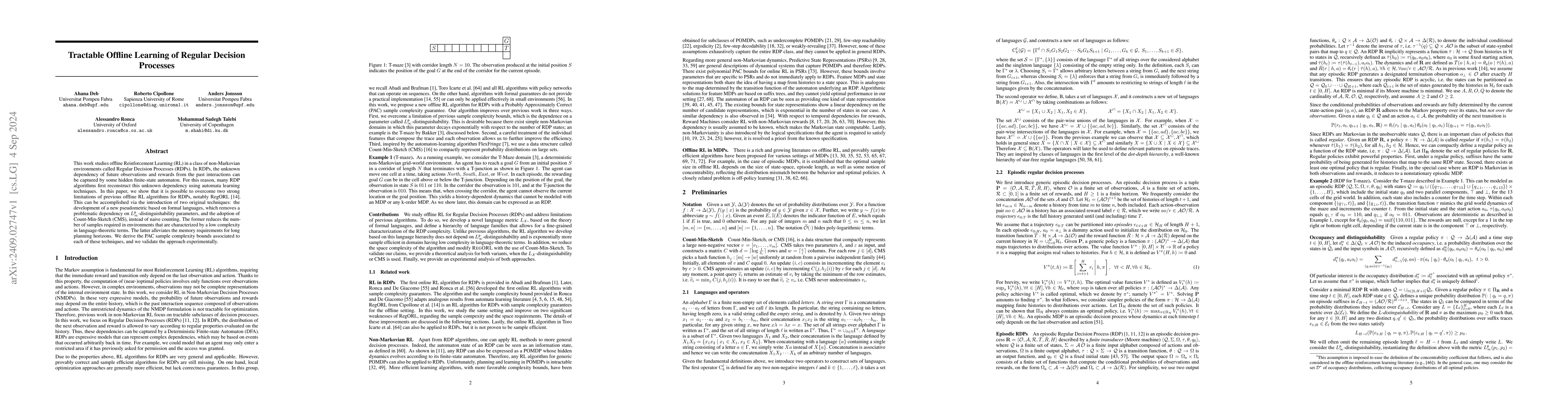 Thumbnail for Tractable Offline Learning of Regular Decision Processes