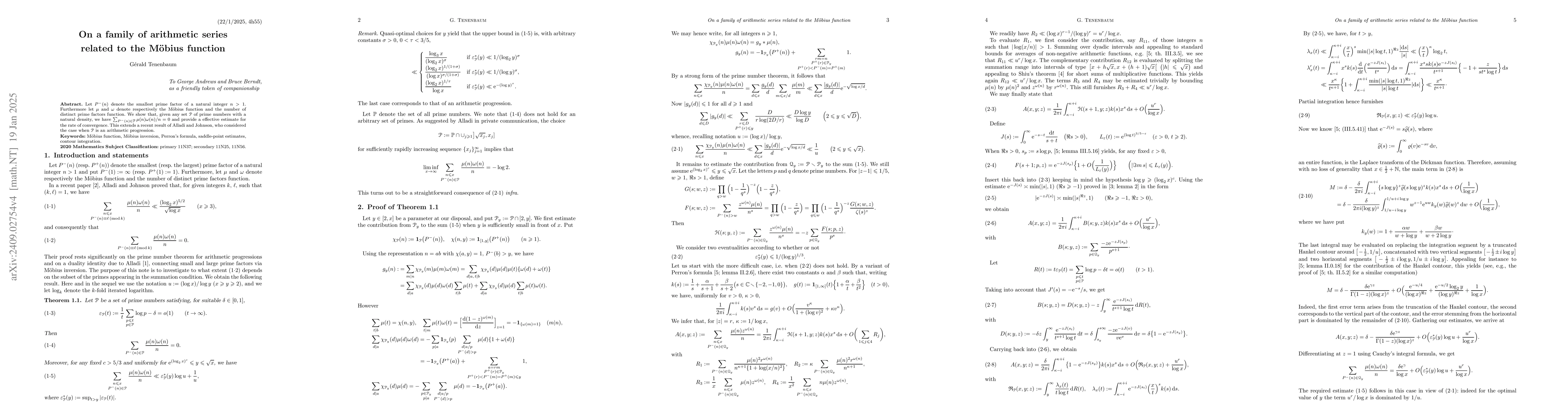 Thumbnail for On a family of arithmetic series related to the MĂśbius function