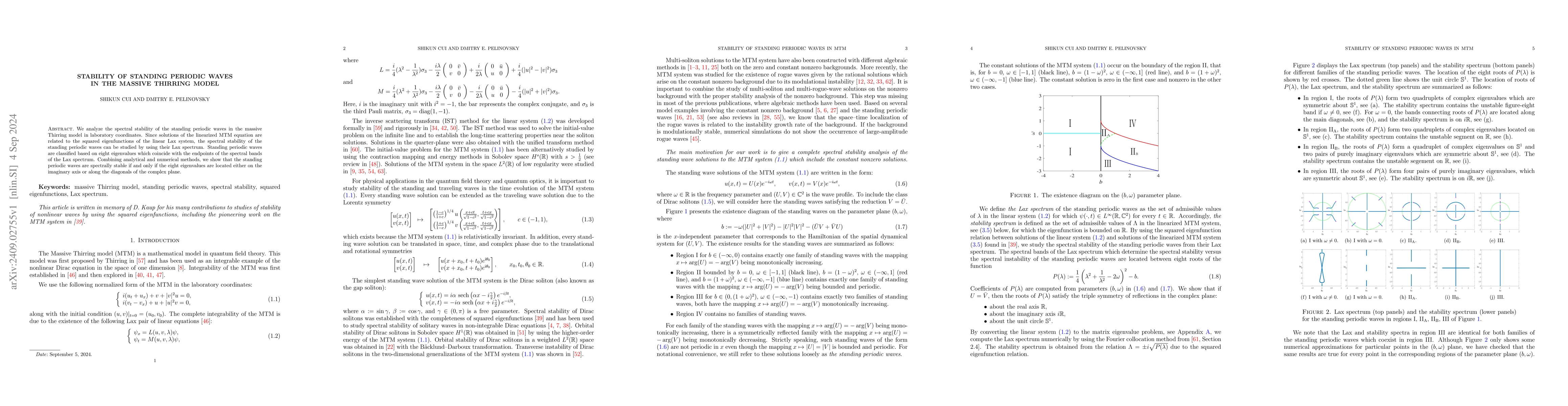 Thumbnail for Stability of standing periodic waves in the massive Thirring model