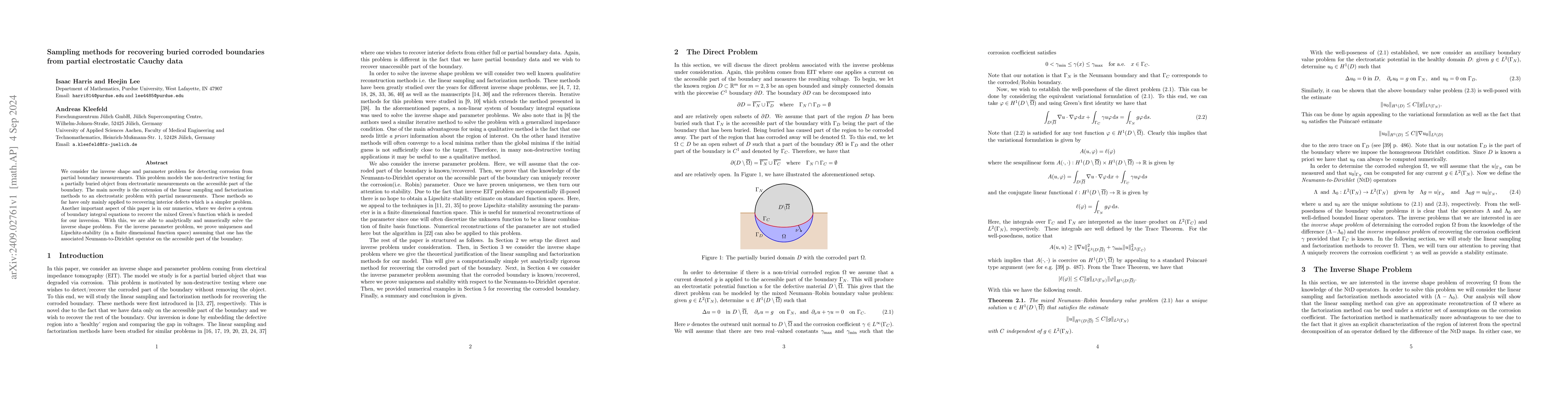 Thumbnail for Sampling methods for recovering buried corroded boundaries from partial
  electrostatic Cauchy data