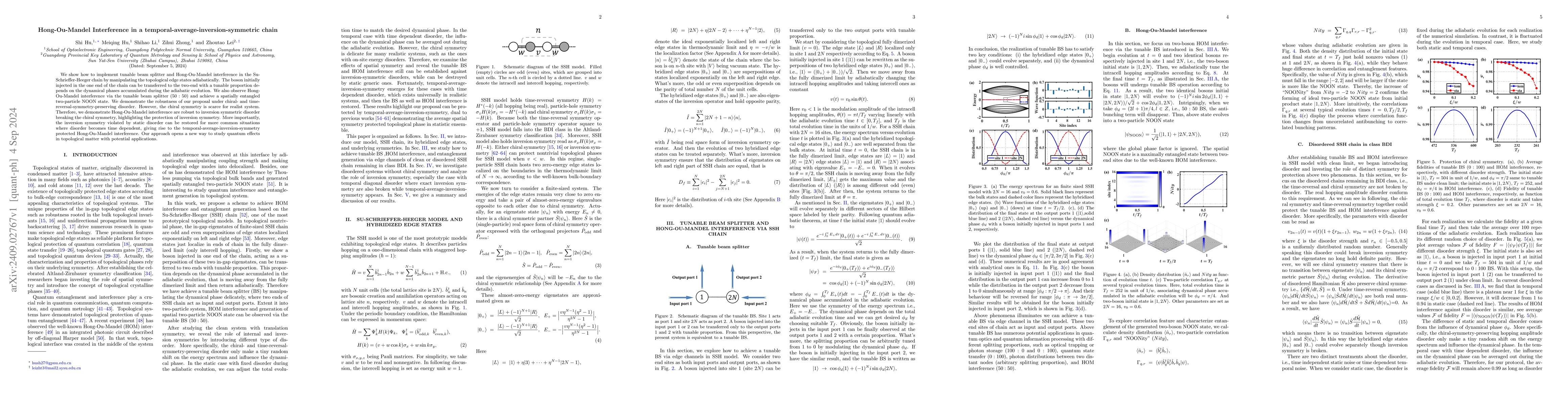Thumbnail for Hong-Ou-Mandel Interference in a temporal-average-inversion-symmetric
  chain