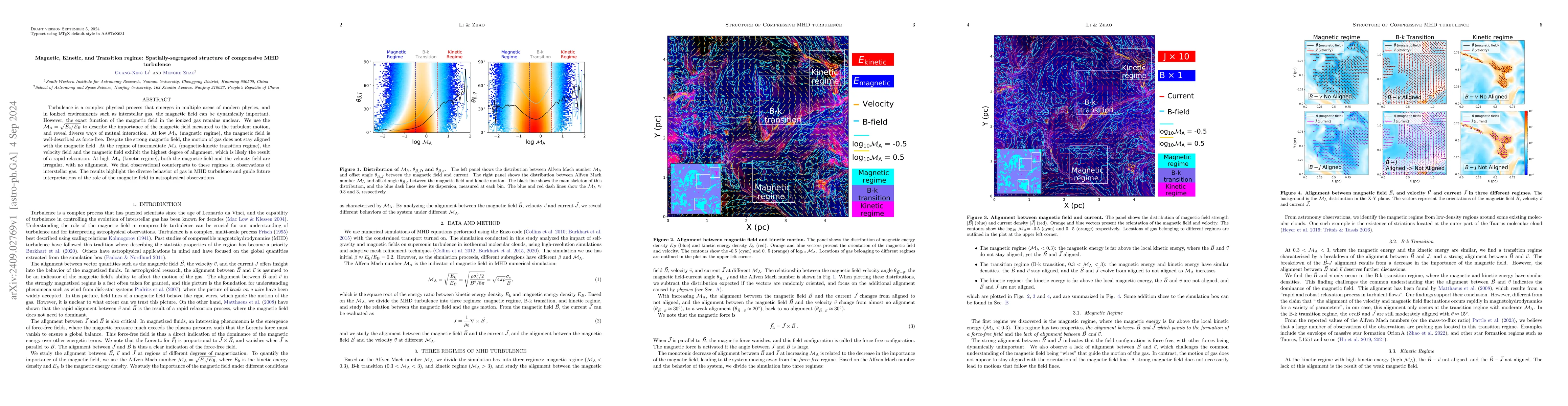 Thumbnail for Magnetic, Kinetic, and Transition regime: Spatially-segregated structure
  of compressive MHD turbulence