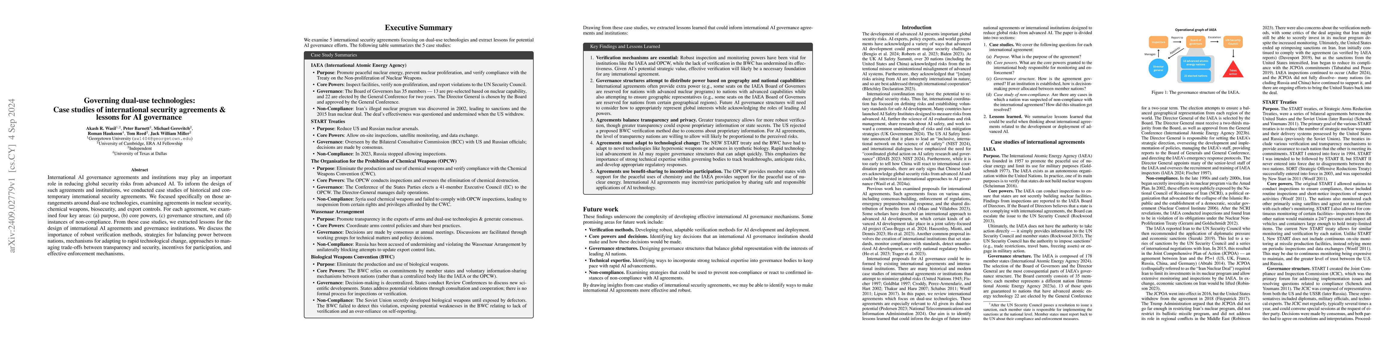 Thumbnail for Governing dual-use technologies: Case studies of international security
  agreements and lessons for AI governance