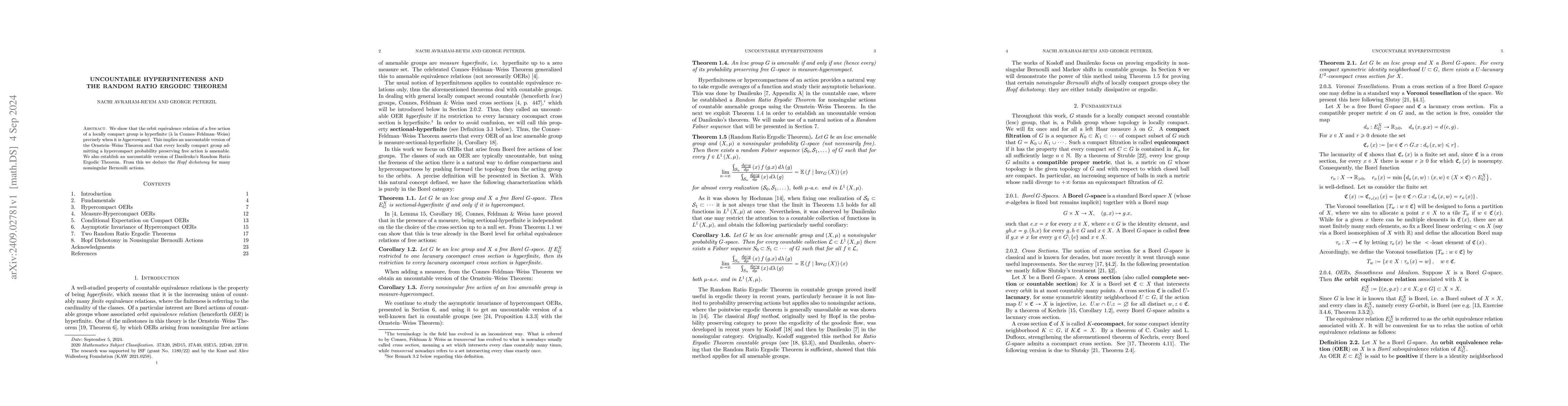 Thumbnail for Uncountable Hyperfiniteness and The Random Ratio Ergodic Theorem