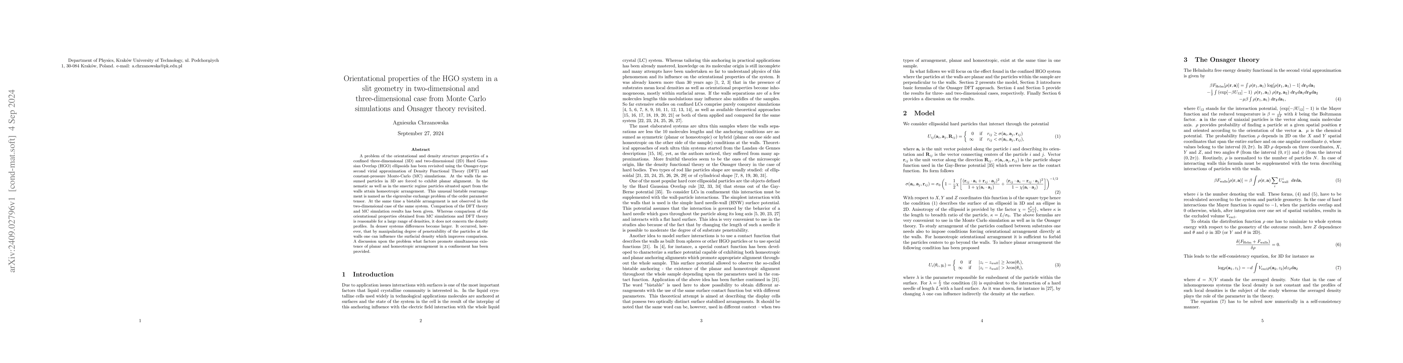 Thumbnail for Orientational properties of the HGO system in a slit geometry in
  two-dimensional and three-dimensional case from Monte Carlo simulations and
  Onsager theory revisited