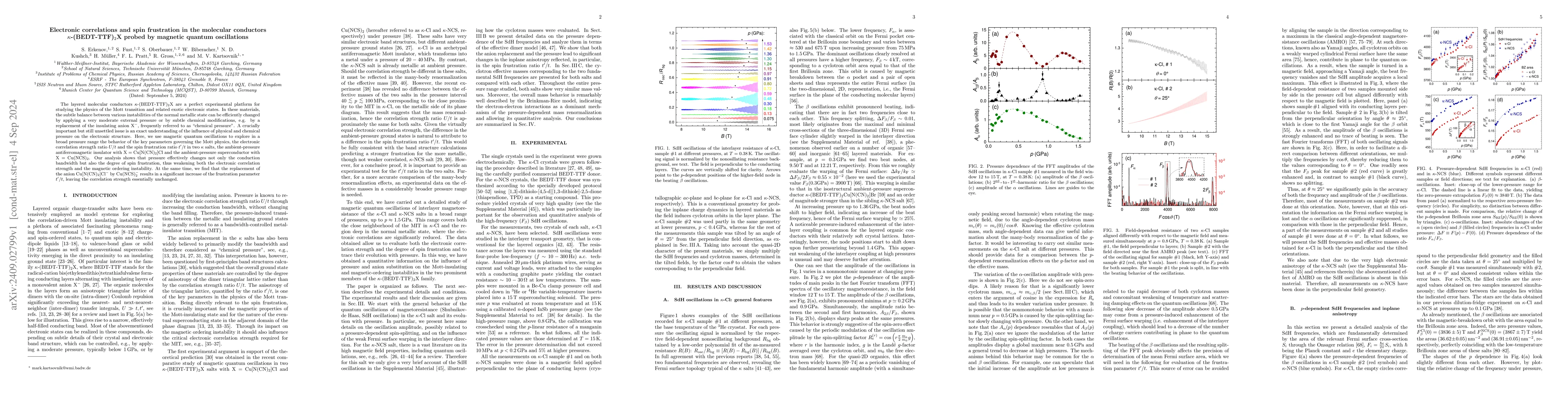 Thumbnail for Electronic correlations and spin frustration in the molecular conductors
  $κ$-(BEDT-TTF)$_2$X probed by magnetic quantum oscillations