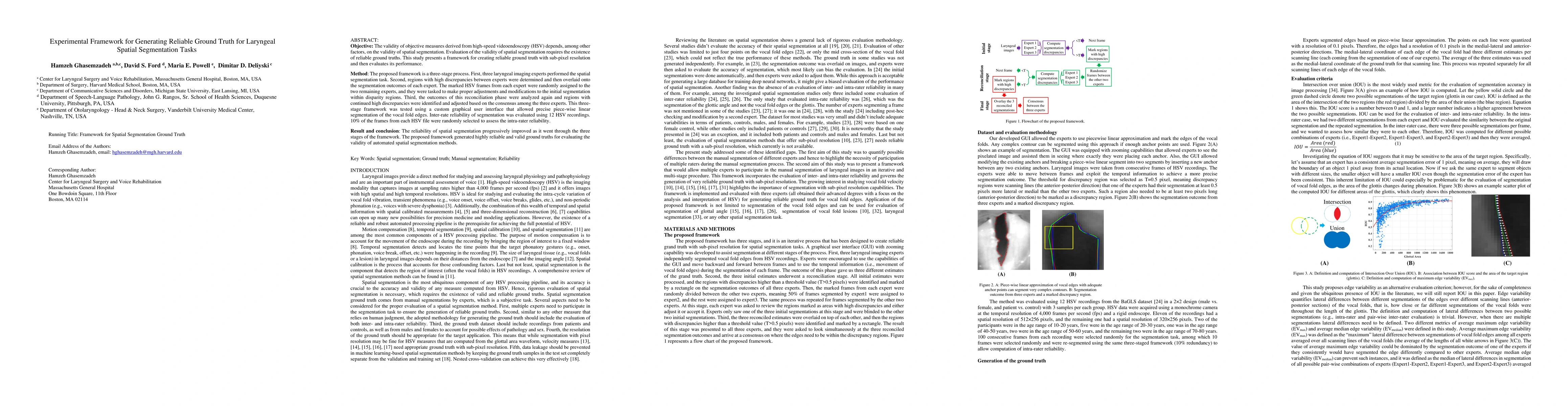 Thumbnail for Experimental Framework for Generating Reliable Ground Truth for
  Laryngeal Spatial Segmentation Tasks