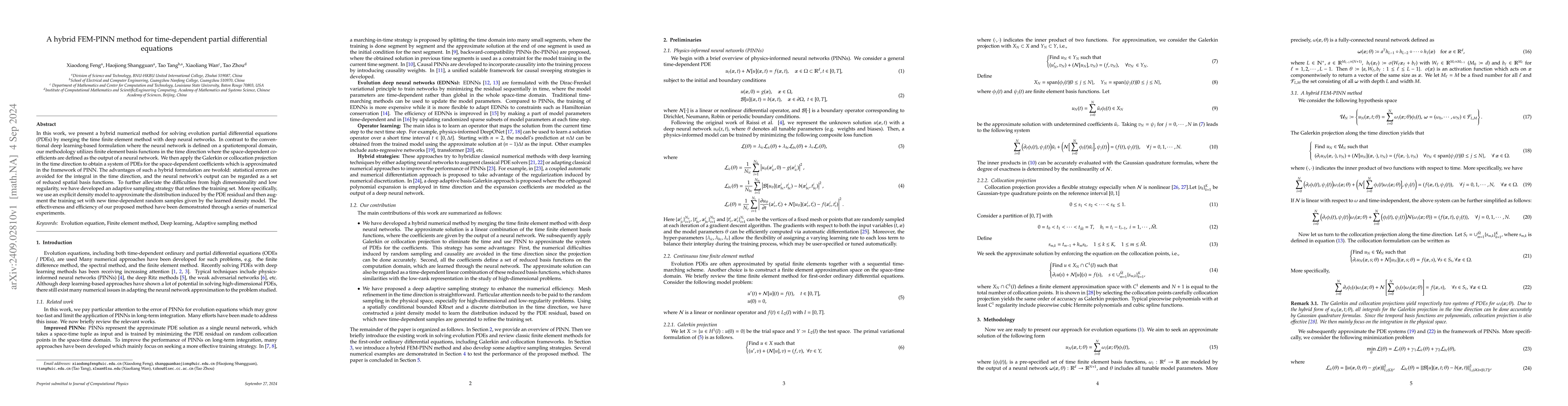 Thumbnail for A hybrid FEM-PINN method for time-dependent partial differential
  equations