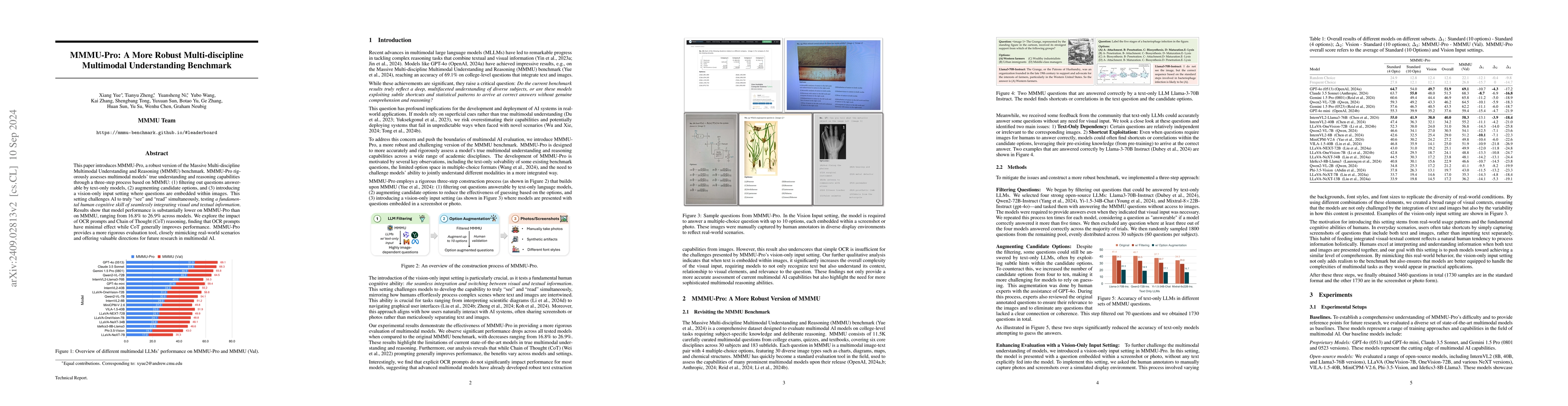 Thumbnail for MMMU-Pro: A More Robust Multi-discipline Multimodal Understanding
  Benchmark