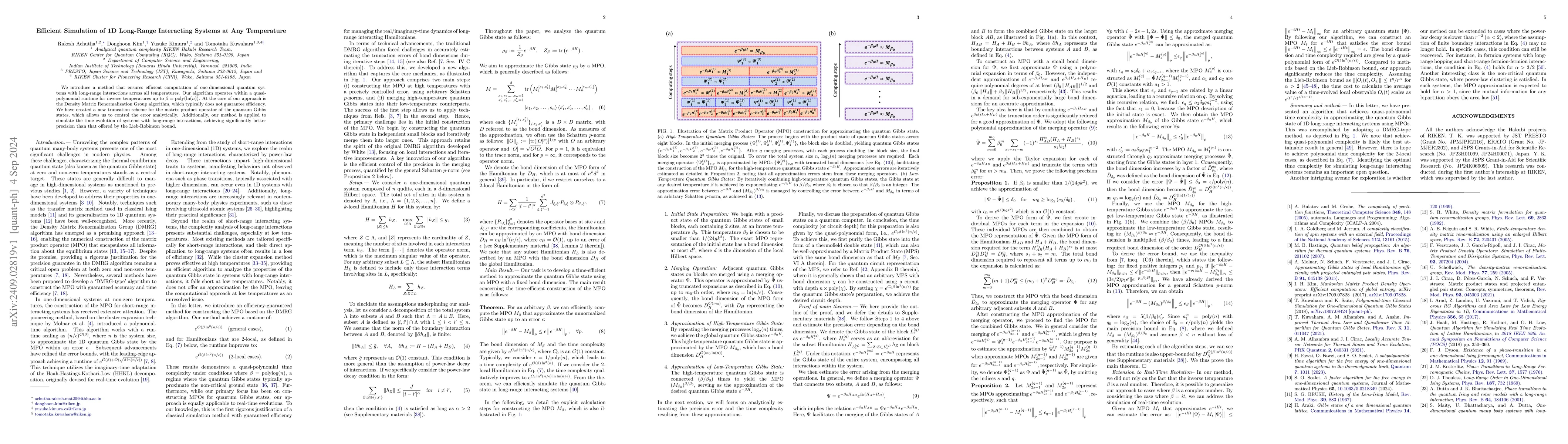 Thumbnail for Efficient Simulation of 1D Long-Range Interacting Systems at Any
  Temperature