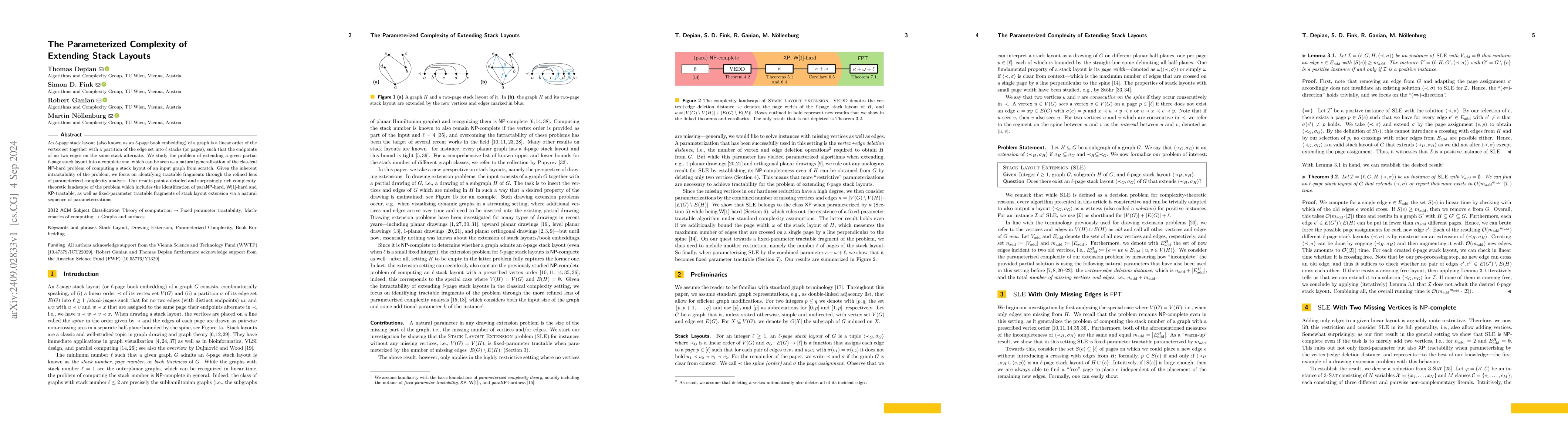 Thumbnail for The Parameterized Complexity of Extending Stack Layouts