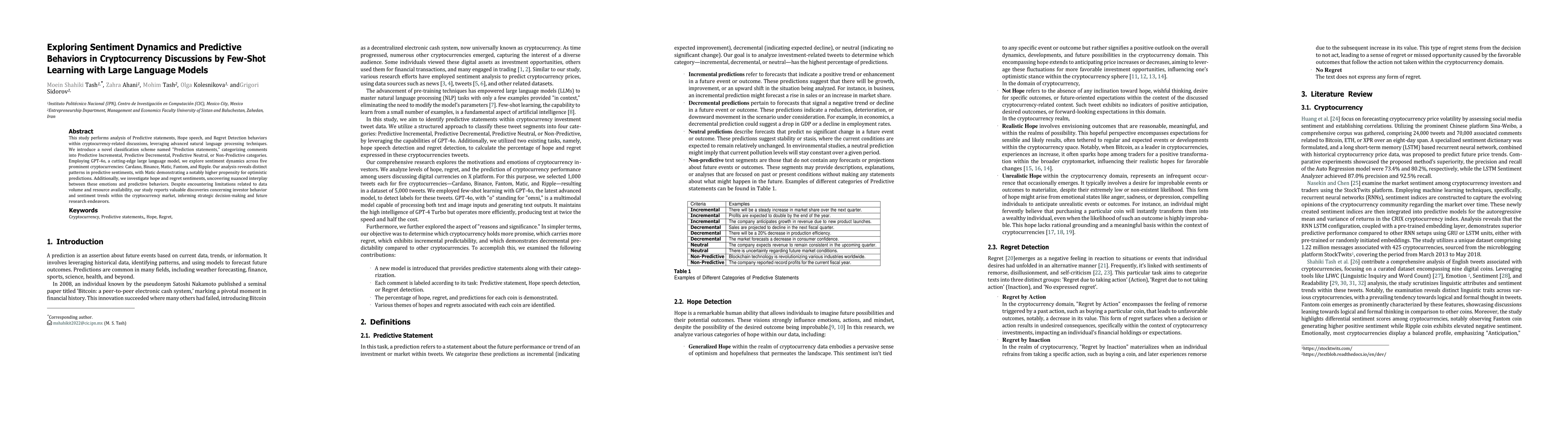 Thumbnail for Exploring Sentiment Dynamics and Predictive Behaviors in Cryptocurrency
  Discussions by Few-Shot Learning with Large Language Models