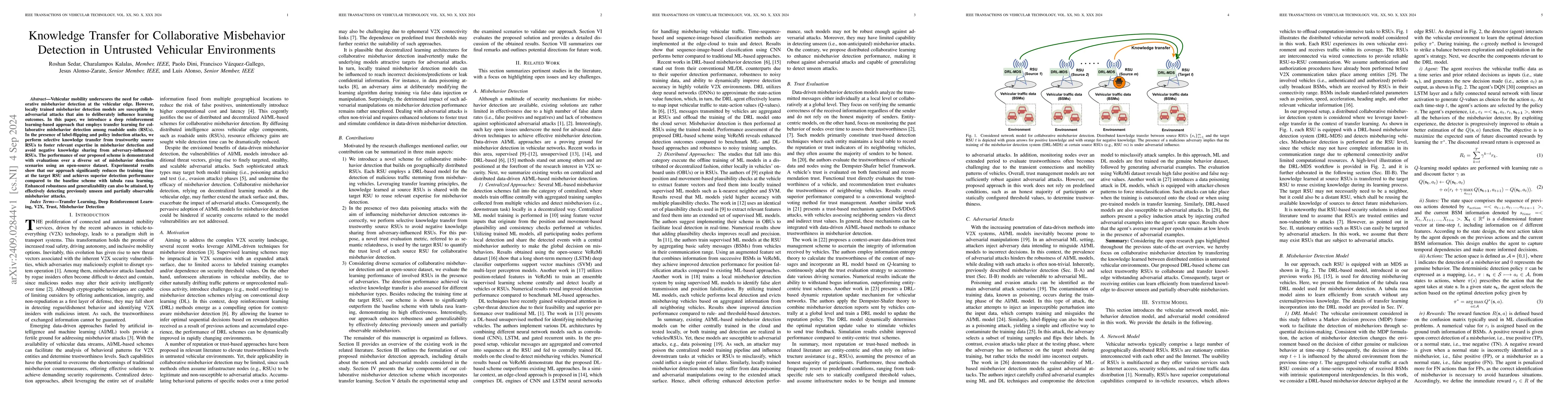 Thumbnail for Knowledge Transfer for Collaborative Misbehavior Detection in Untrusted
  Vehicular Environments